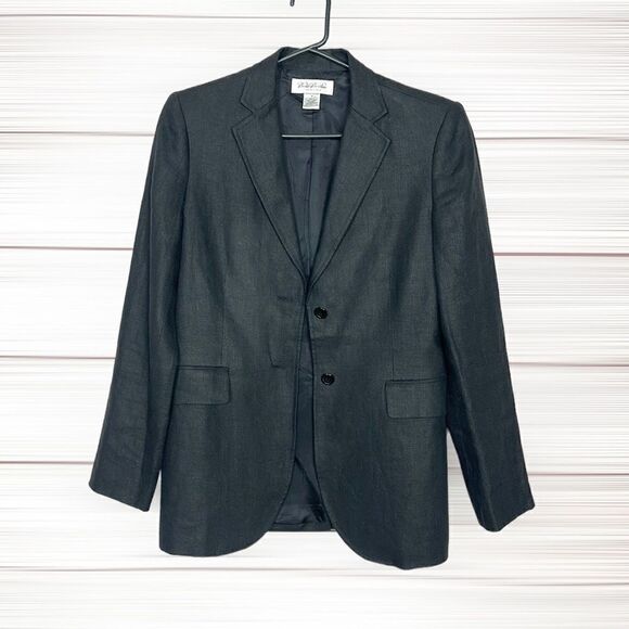 Brooks Brothers Women’s Irish Linen Black Charcoal Oversized Blazer  US 2-4 - Picture 5 of 15
